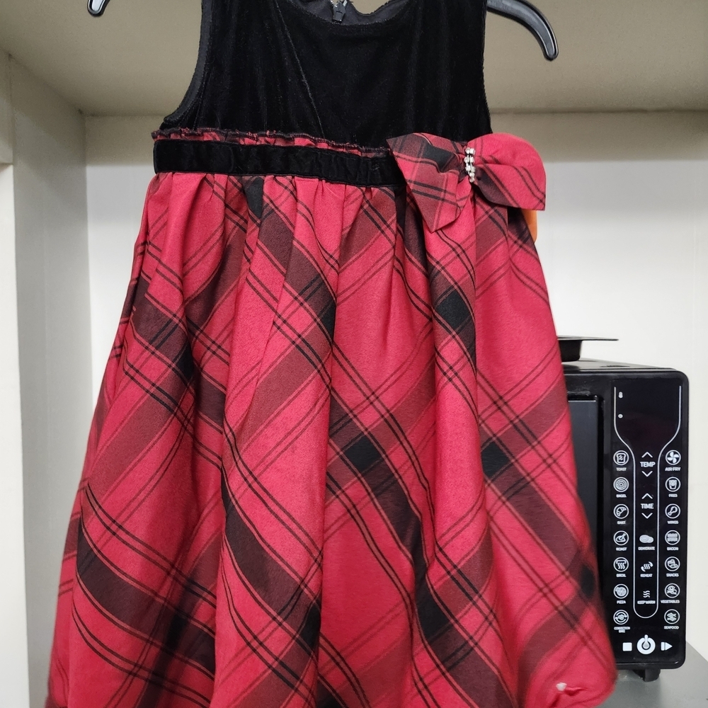 Elegant Red Plaid Kids Formal Dress